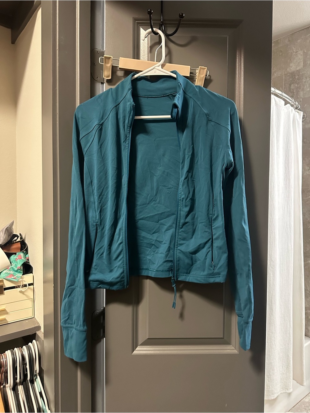 CRZ YOGA Teal Zip-Up Bomber Jacket